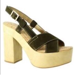 Sam Edelmann Olive Green Suede platform Heel Sandal